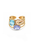 Kaia Luxe 18k Gold Plated Gemstone Statement Ring