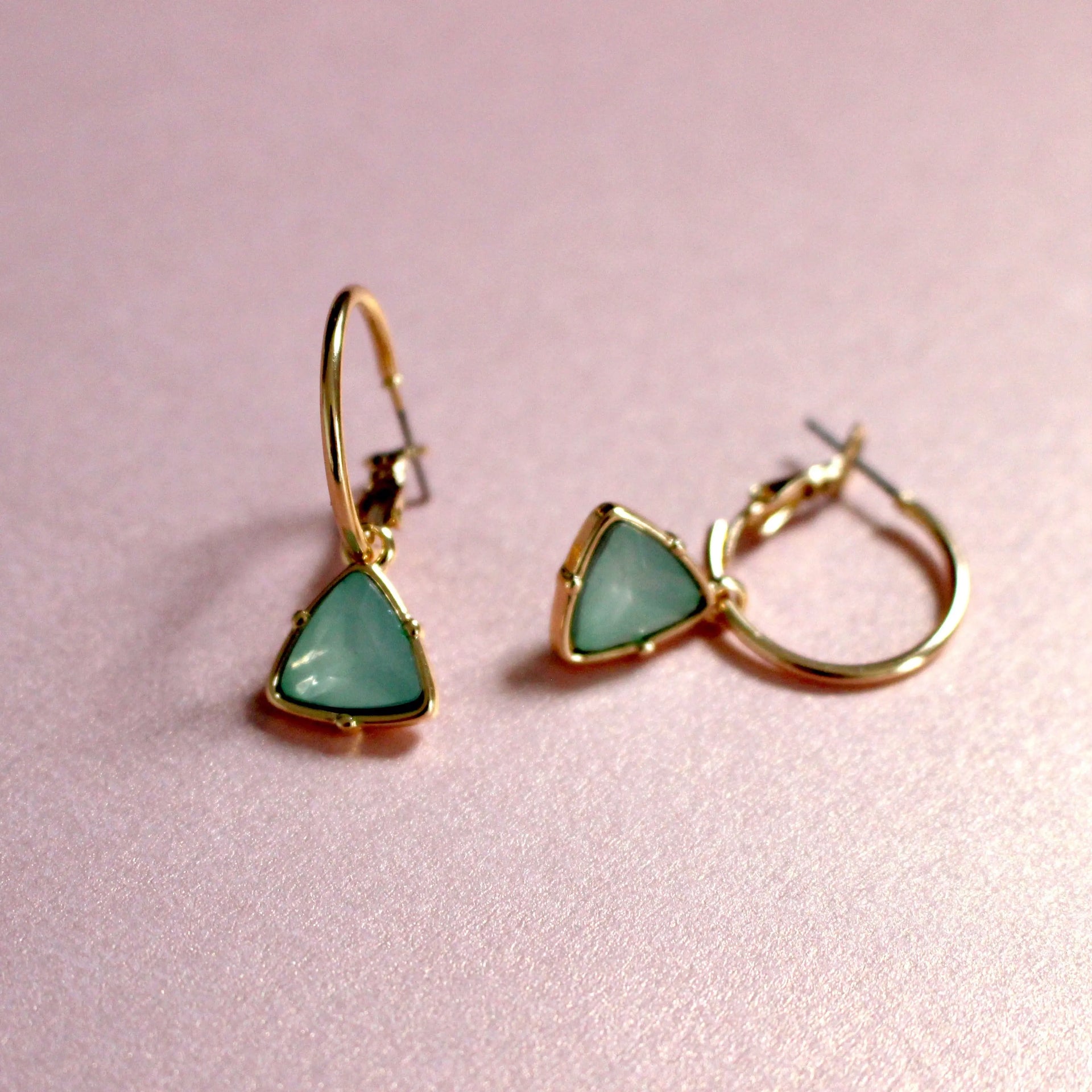 Holly Aqua Gem Charm Hoop Earrings