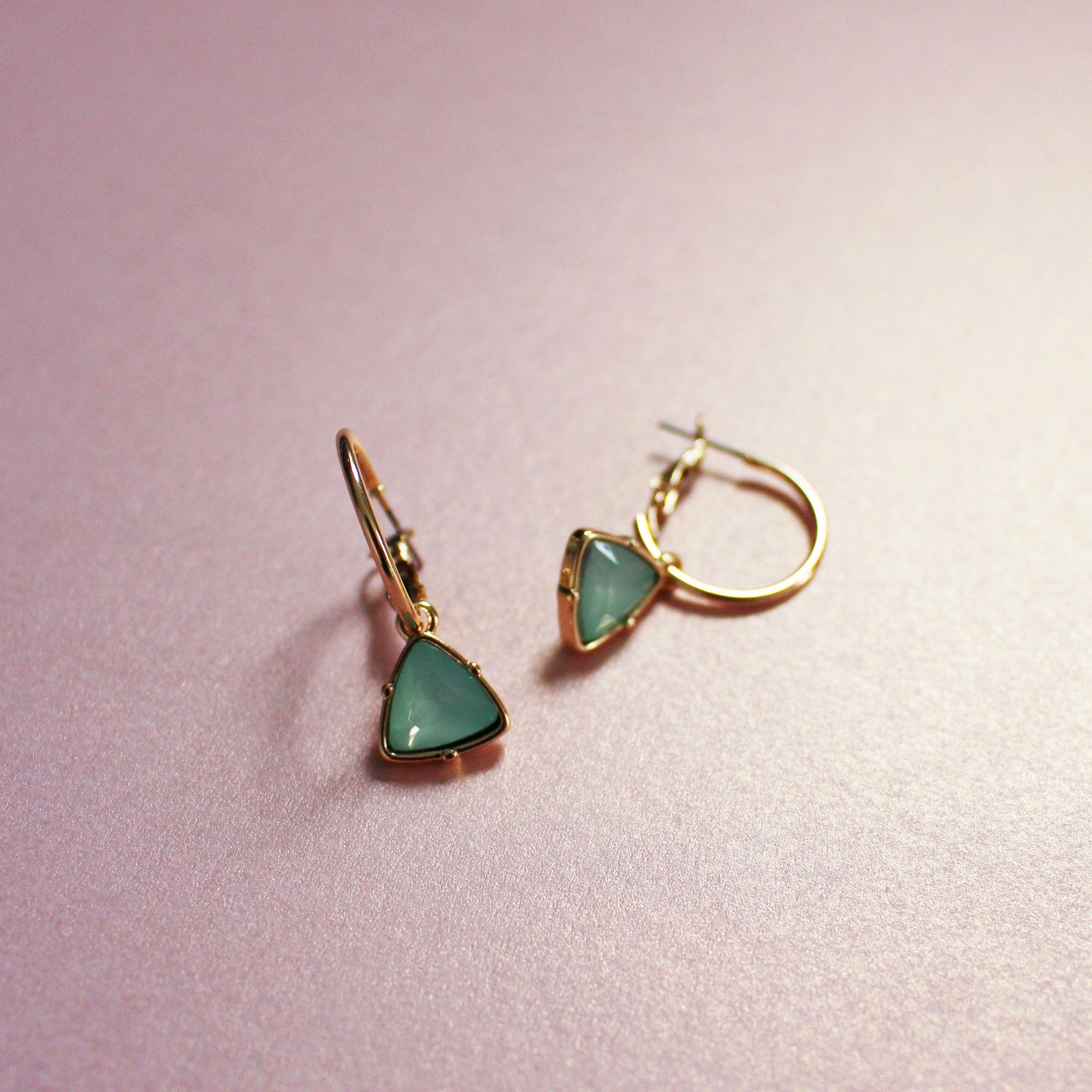 Aqua Gem Hoop Earrings