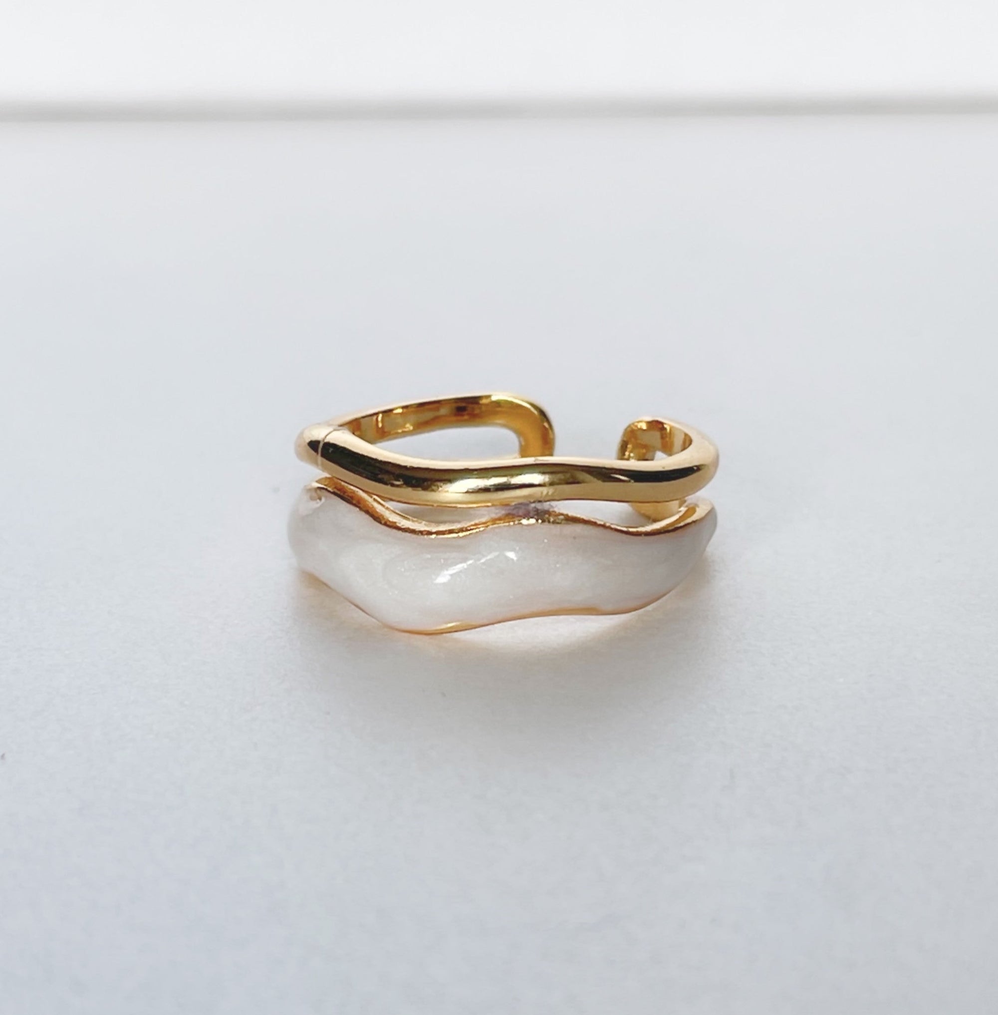 Jolie Wide Gold and Ivory Ring