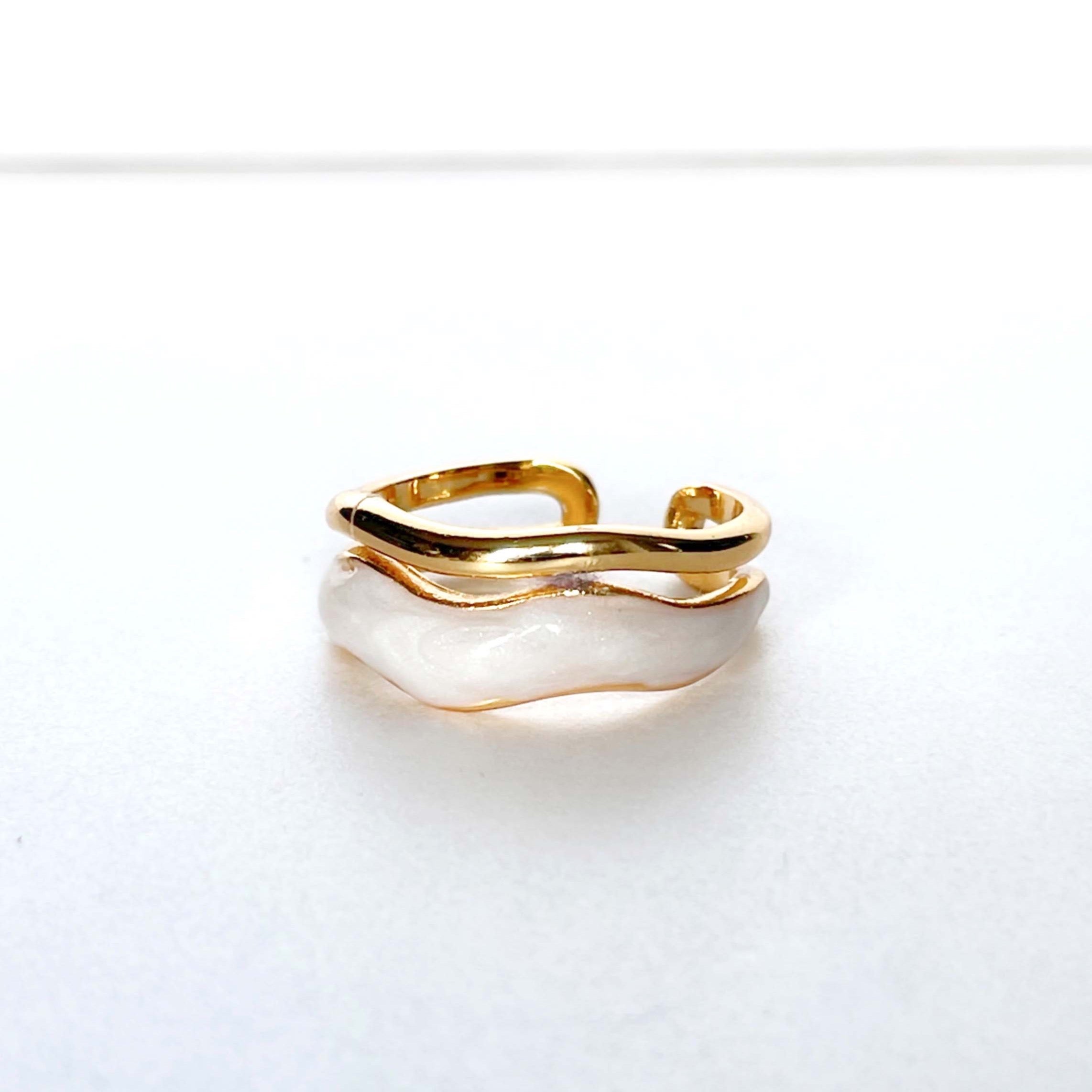 Jolie Wide Gold and Ivory Ring