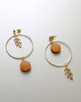 Kara Wooden Disc Botanical Hoop Earrings