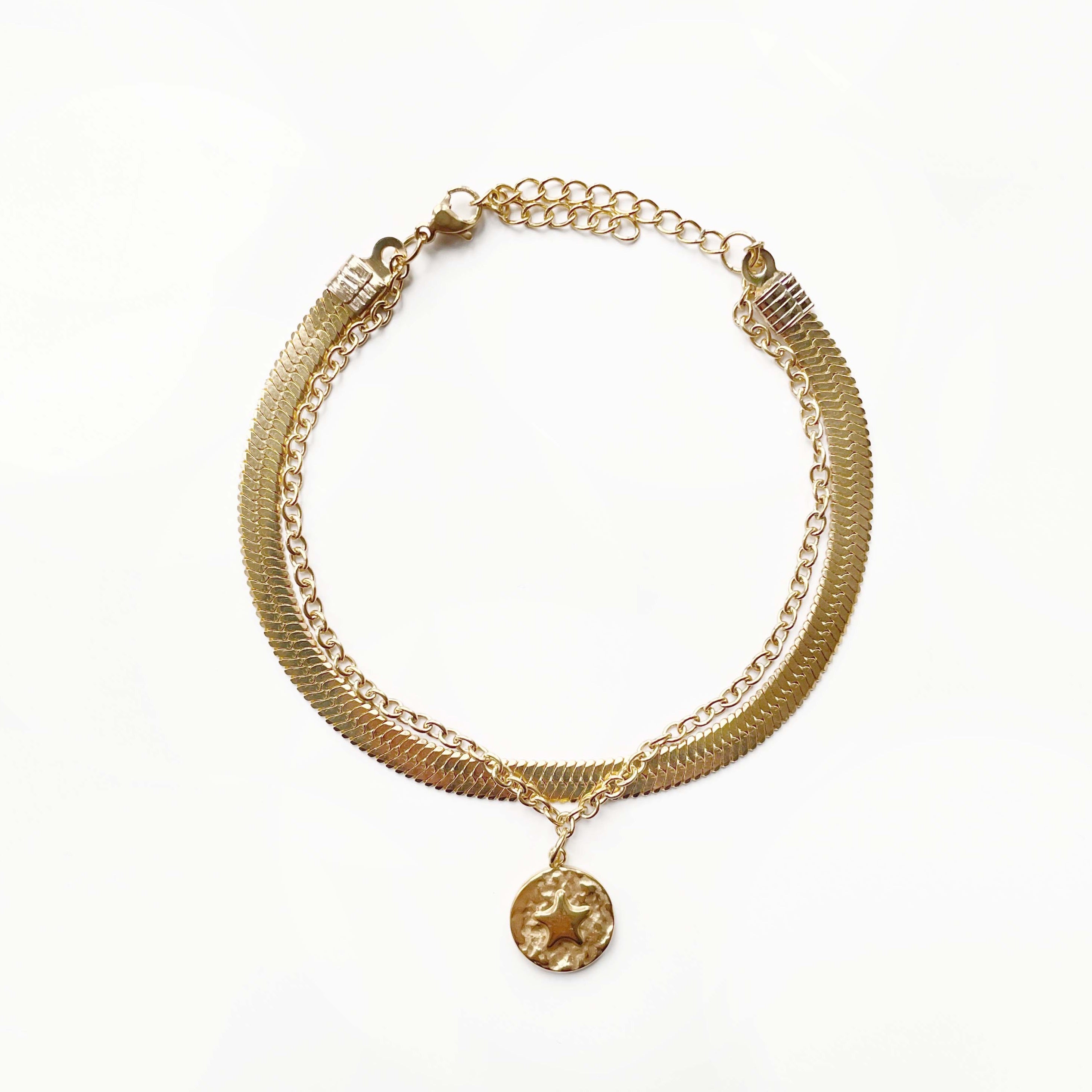 Livia Double Chain Star Charm Bracelet