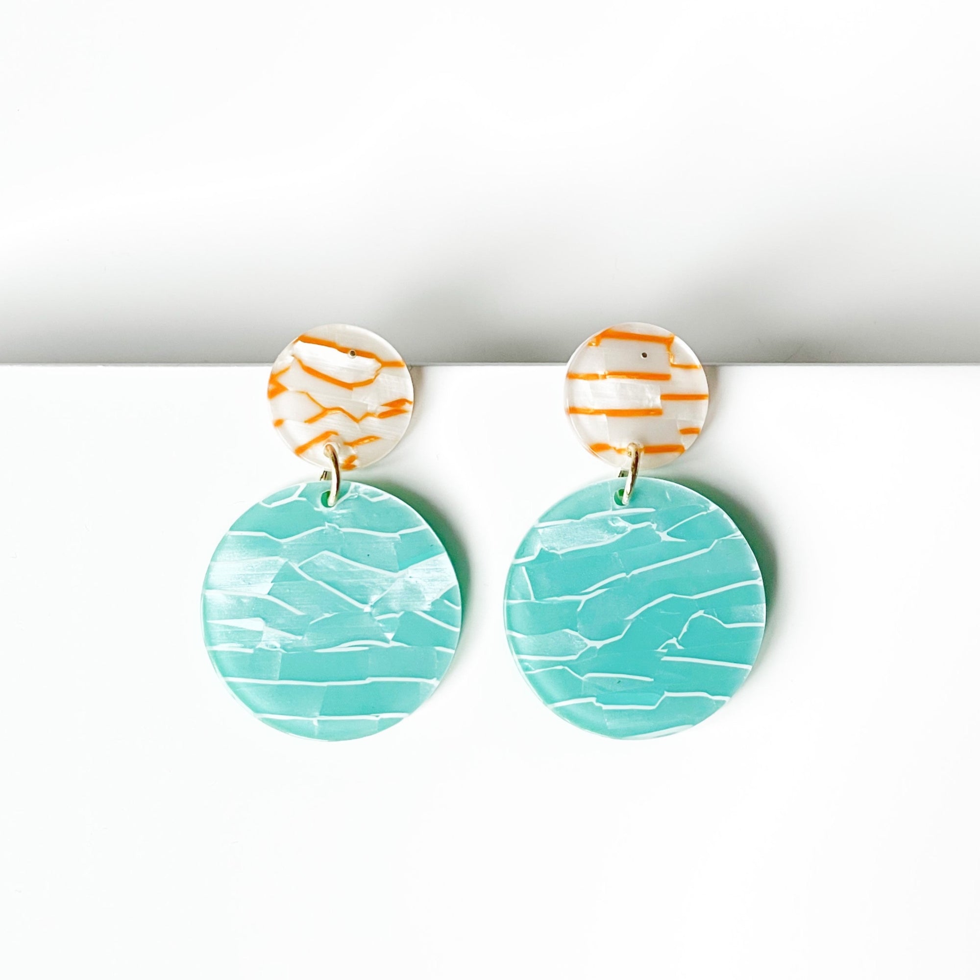 Lainey Acrylic Aqua Disc Earrings