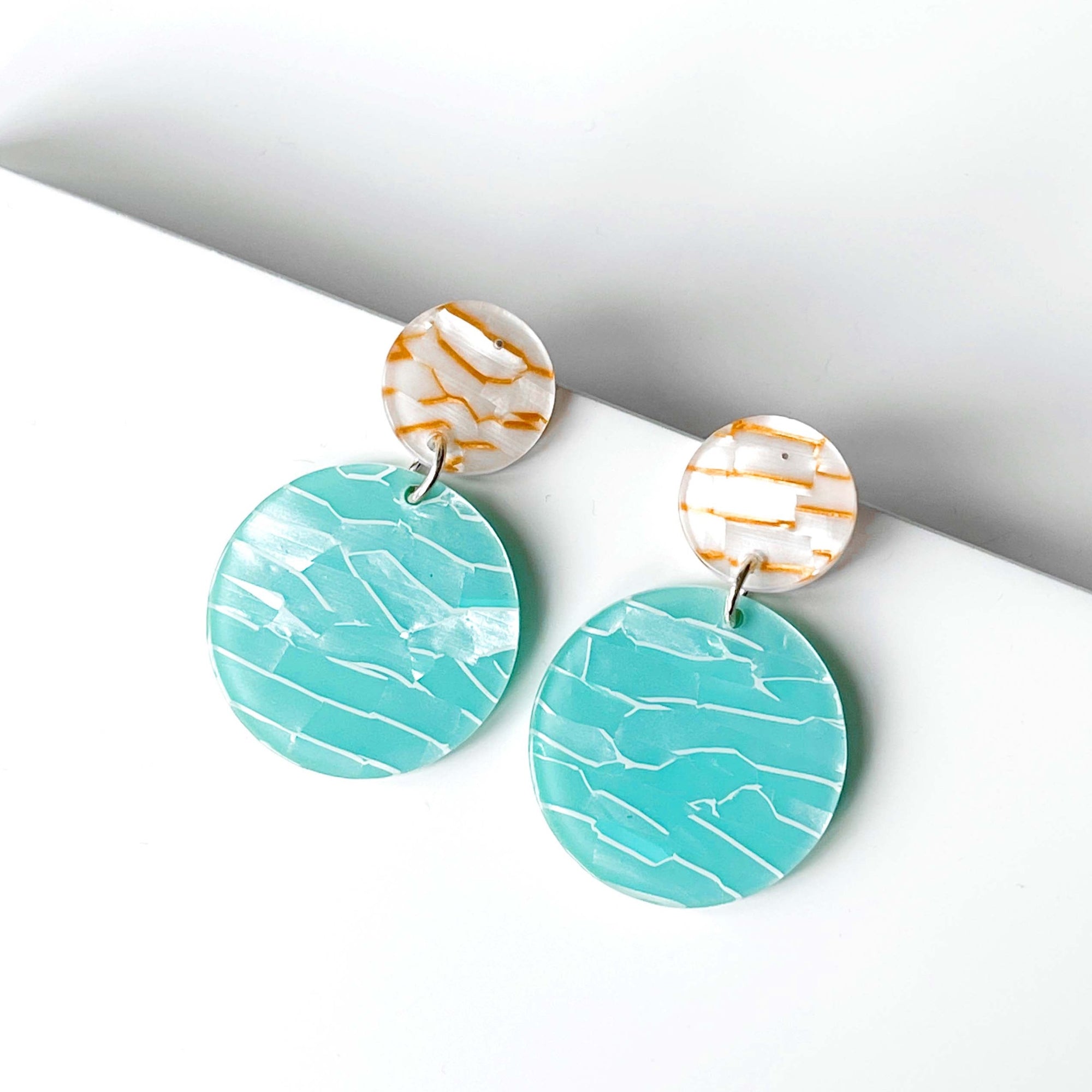 Lainey Acrylic Aqua Disc Earrings