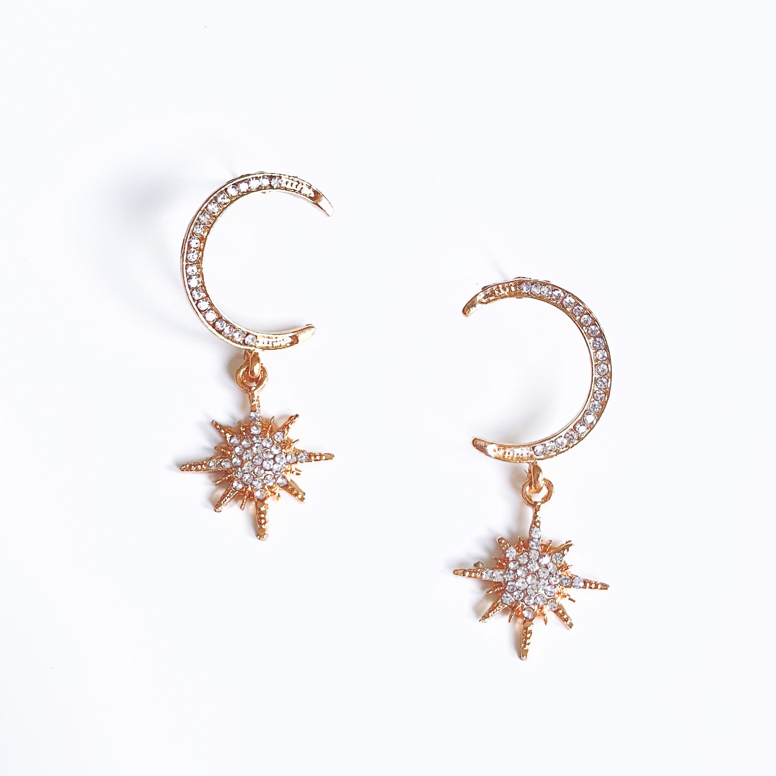 Reeva Gold Moon And Star Earrings