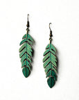 Evangelina Green Feather Earrings