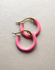 Gold Plated Pink Hoops Earrings