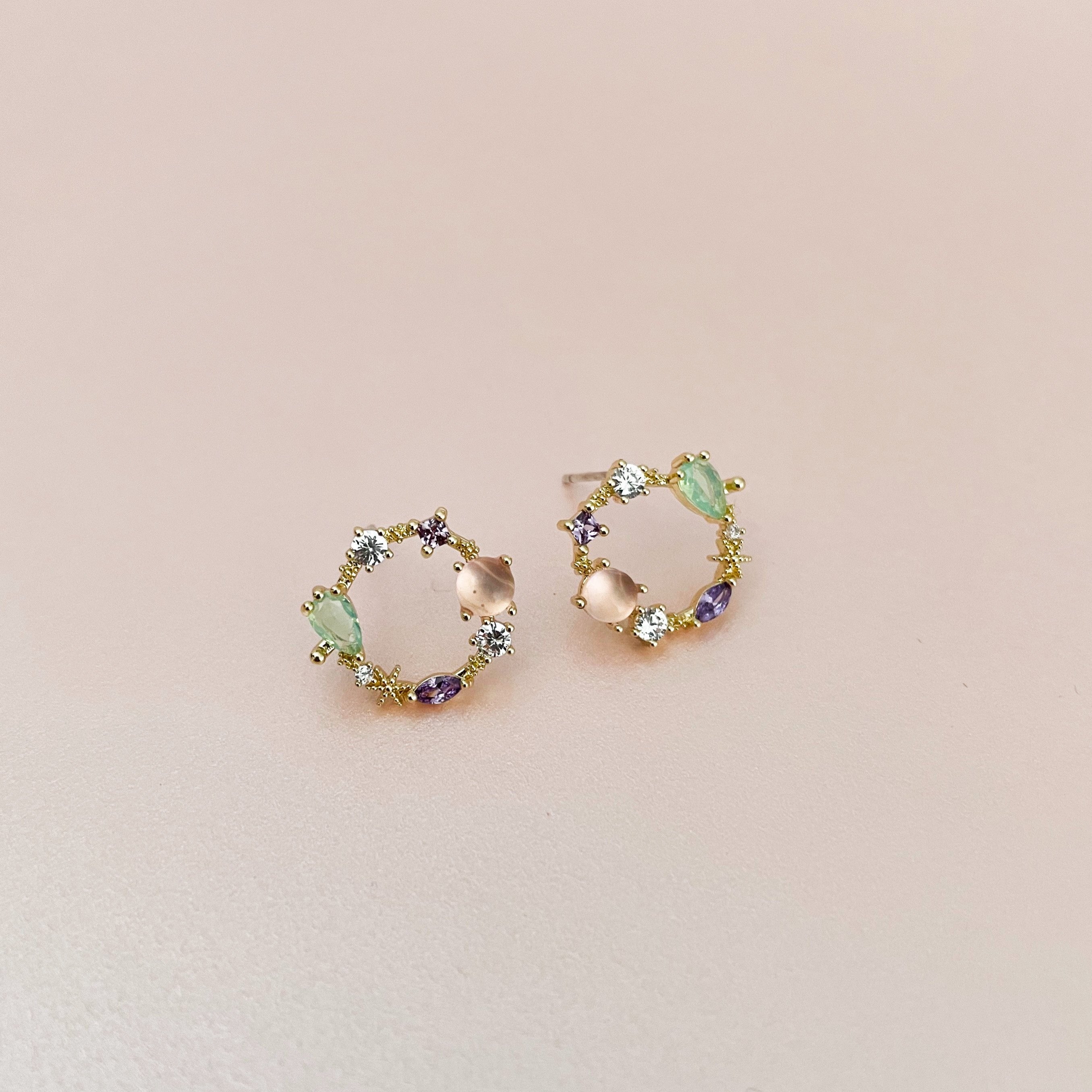 Saffy Blush Jewelled  Wreath Studs