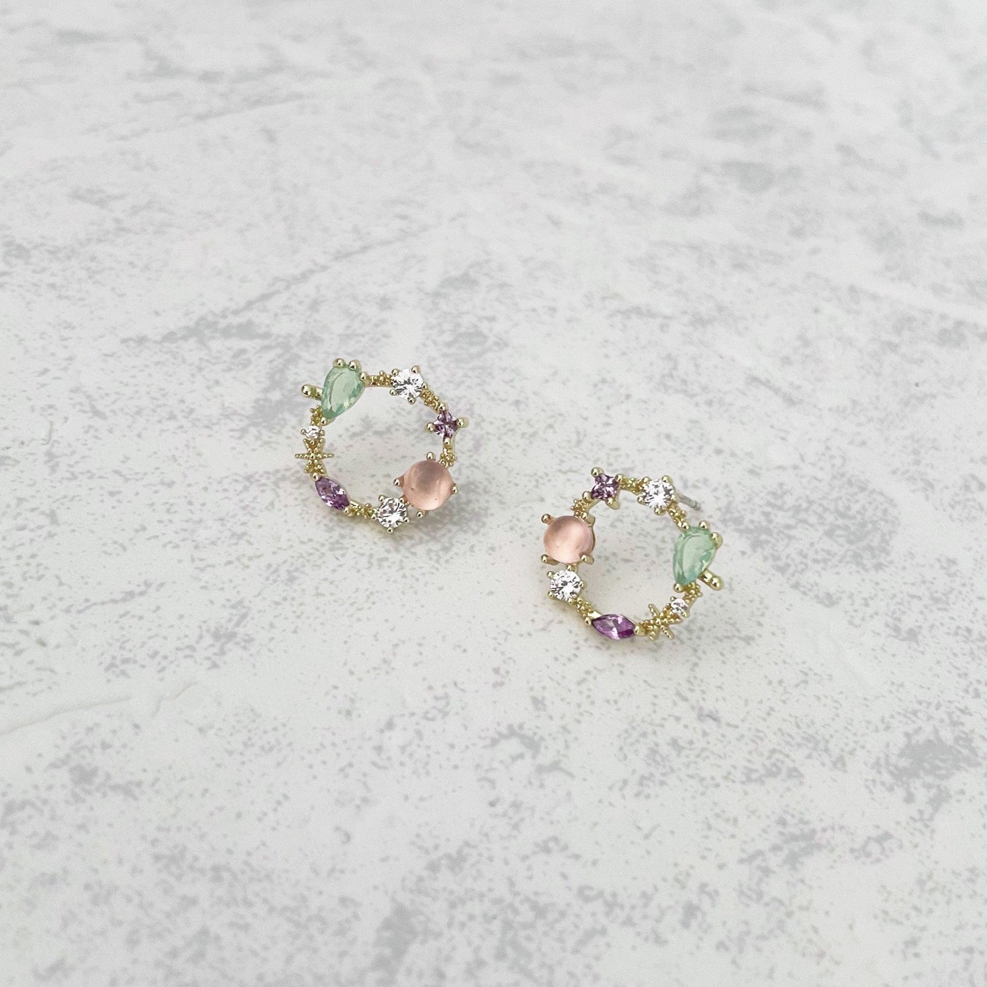 Saffy Blush Jewelled  Wreath Studs