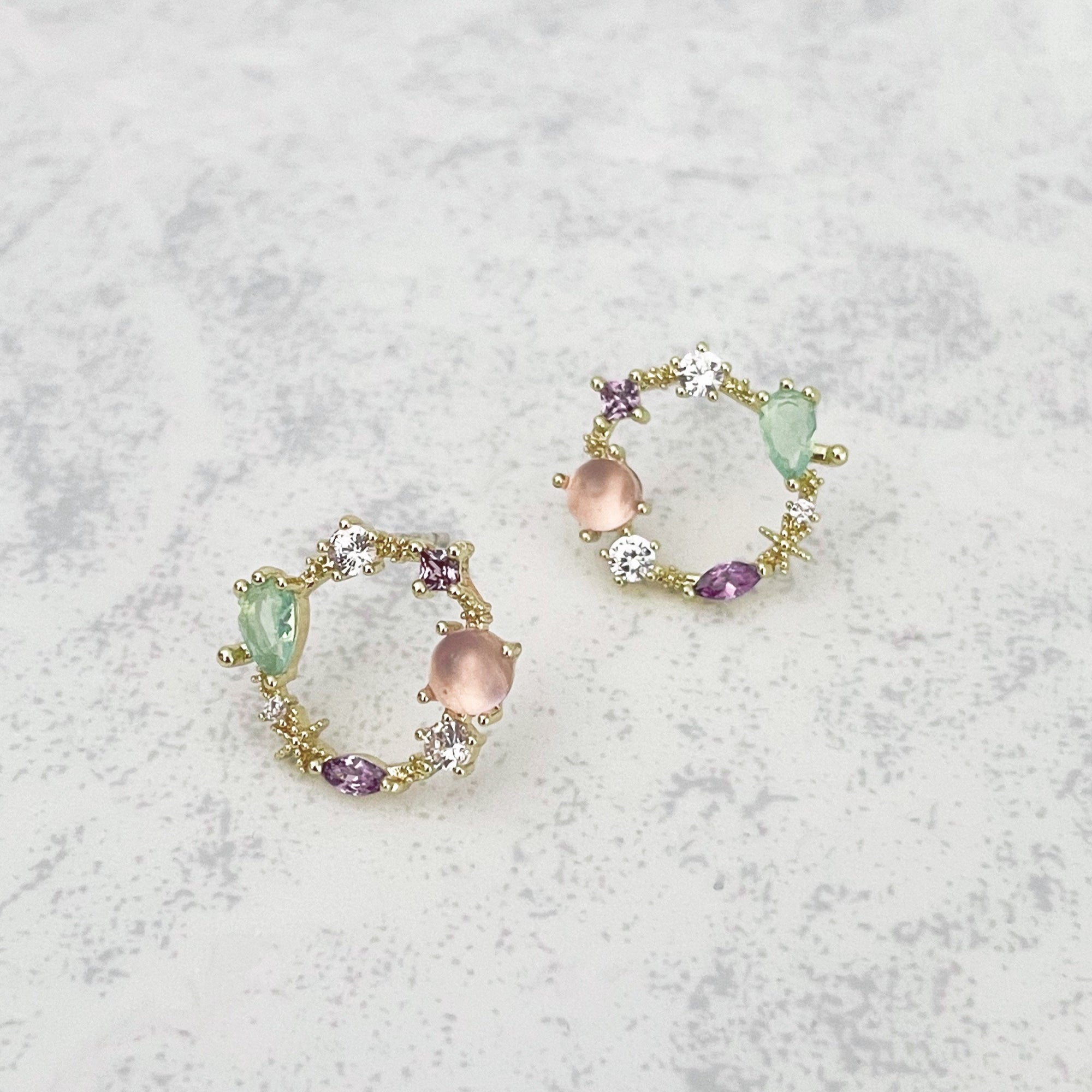 Saffy Blush Jewelled  Wreath Studs