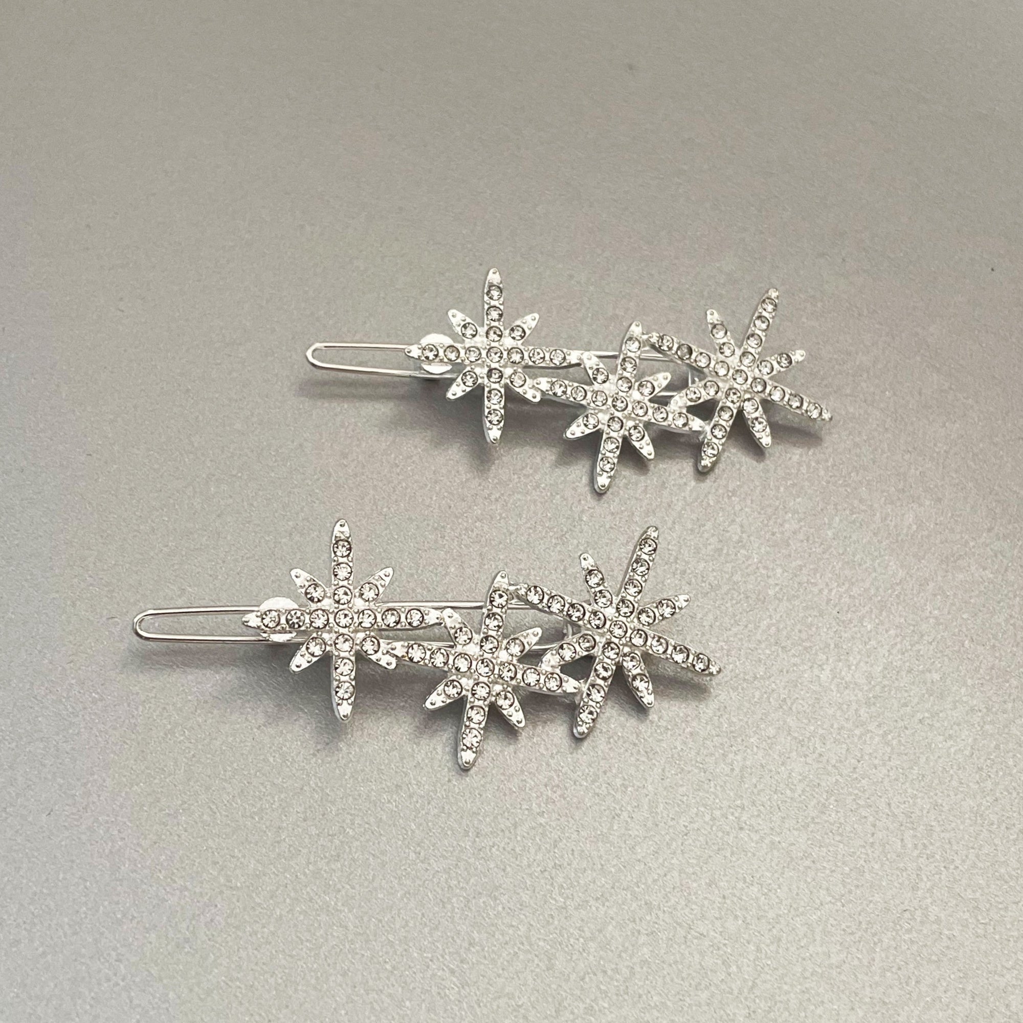 Solonia Silver Starburst Hair Clip Set