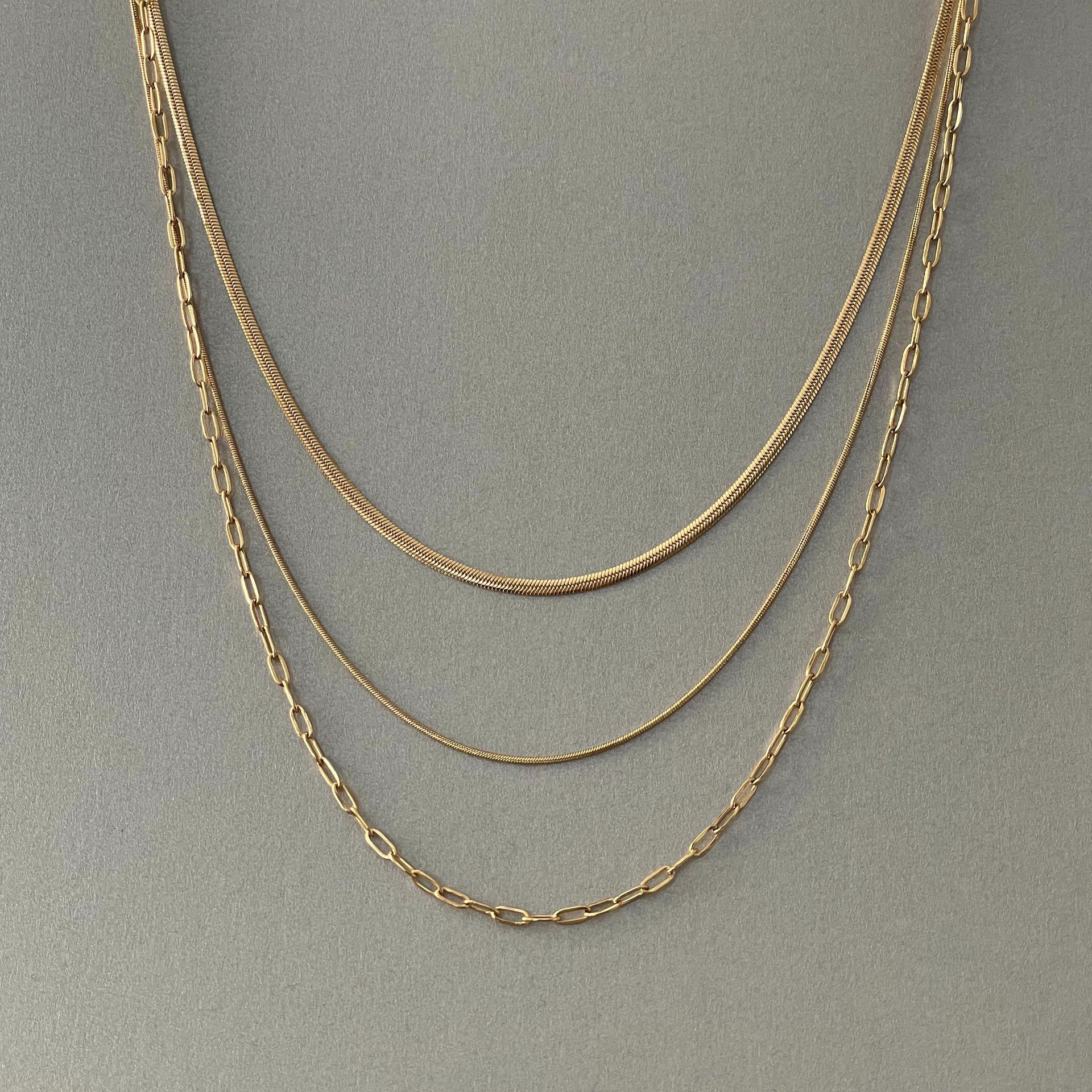 Medea 18k Plated Triple Layer Necklace