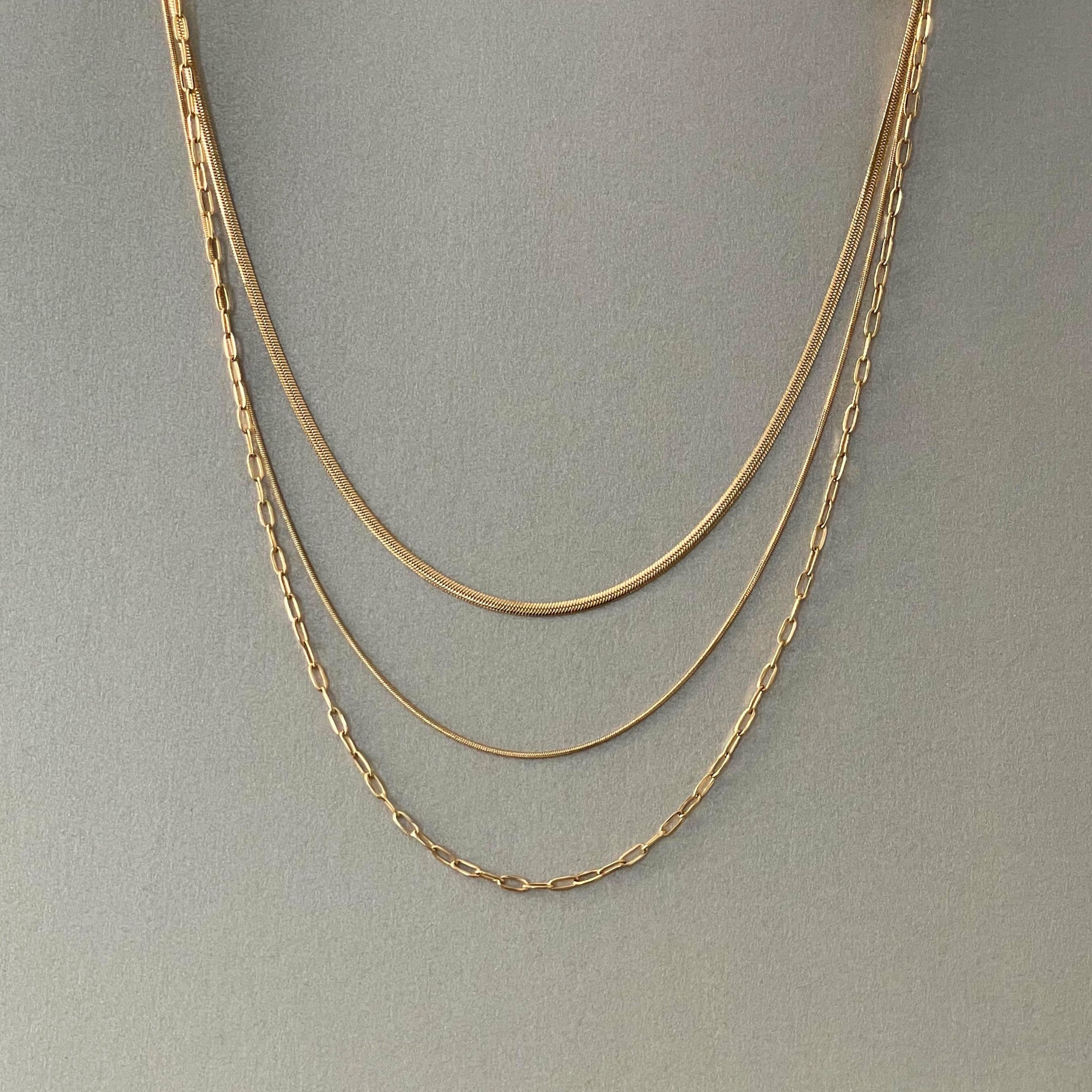 Medea Luxe 18k Gold Plated Triple Layer Necklace