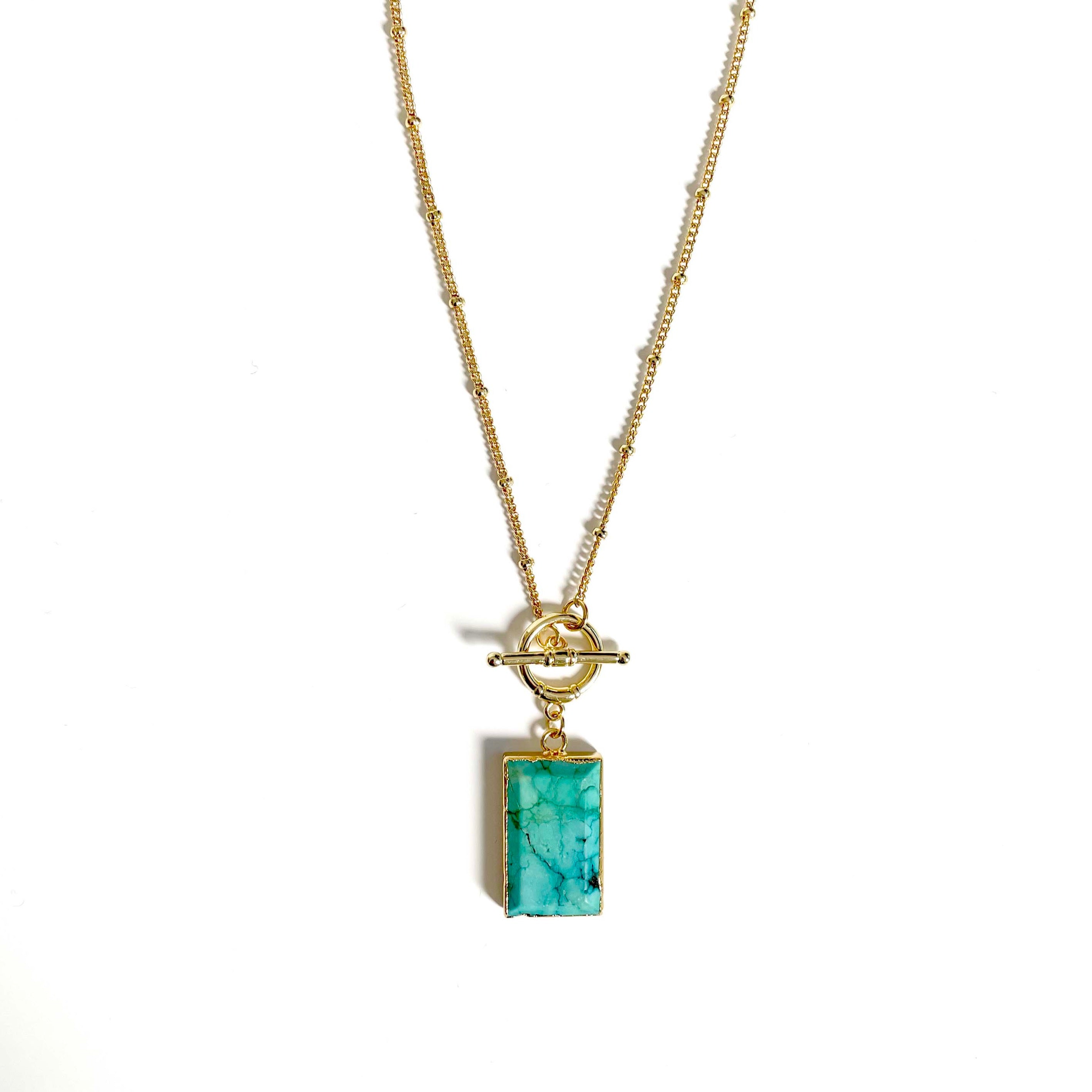 Bali Luxe 18k Gold Turquoise T Bar Necklace