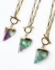 Melissa T Bar Fluorite Crystal Necklace