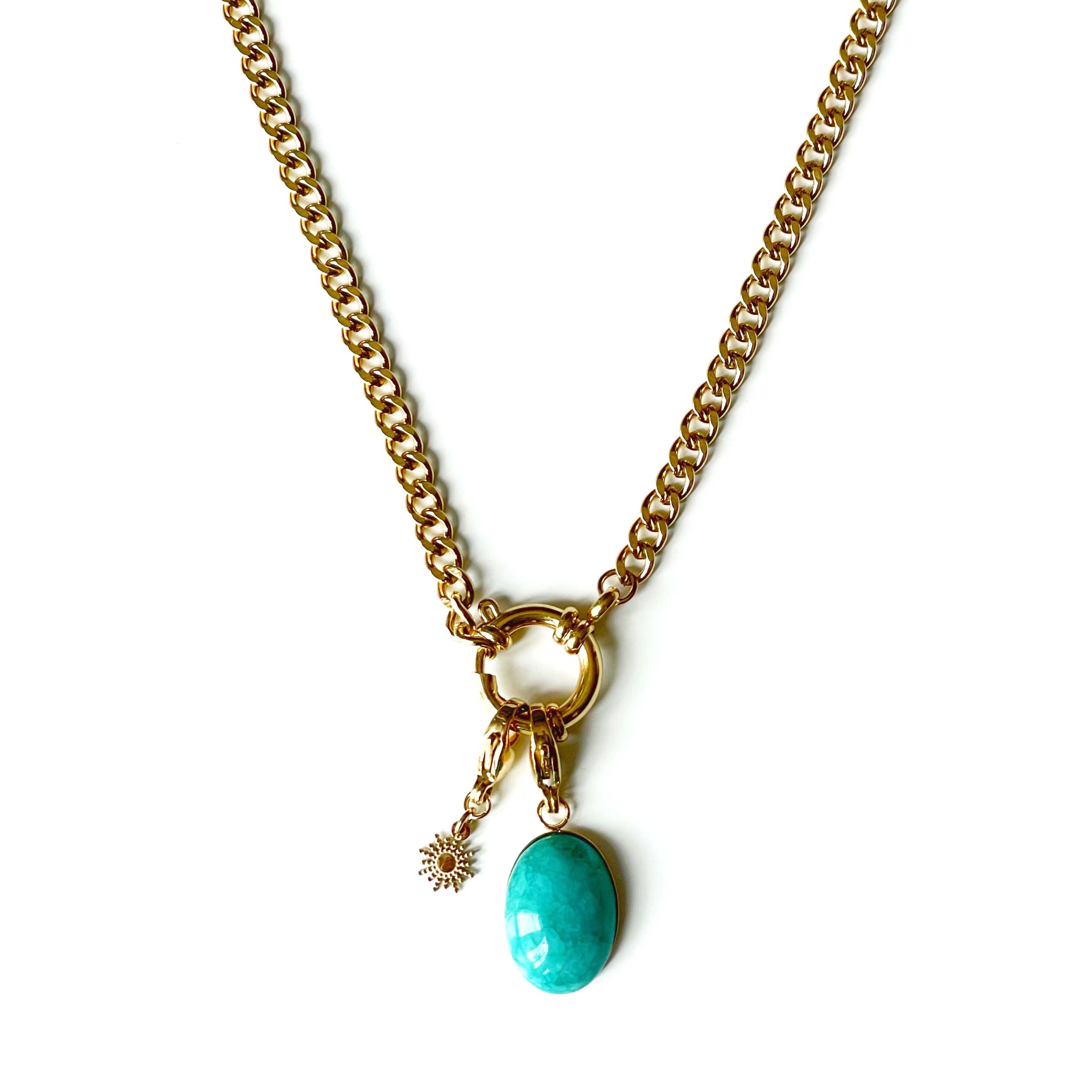 Stella Luxe 18k Gold Plated Turquoise Pendant Necklace