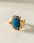 Riva Luxe 18k Gold Plated Apatite Stone Deco Ring