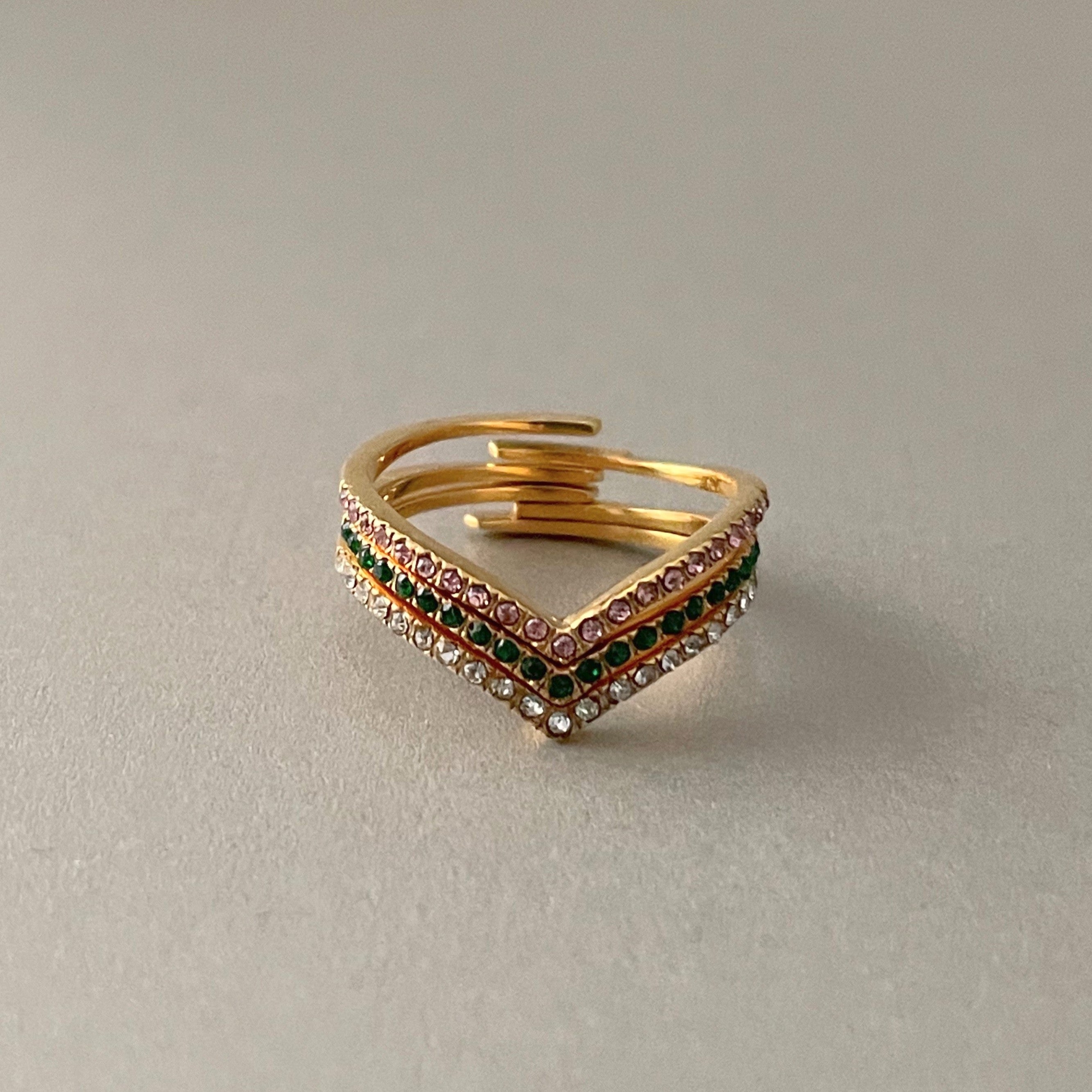 Marina Luxe 18k Gold Plated Skinny Rose Wishbone Ring