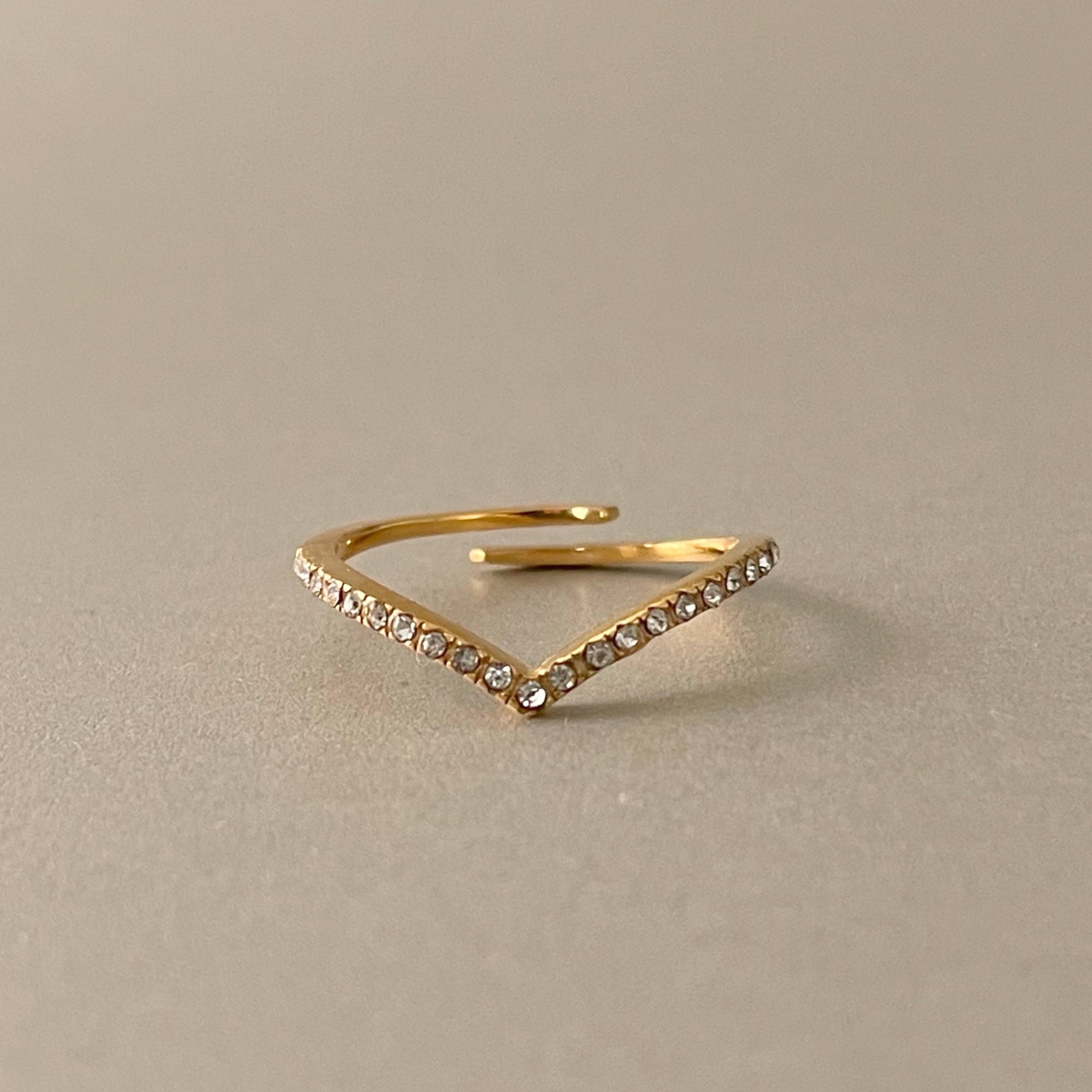 Marina Luxe 18k Gold Plated Skinny Wishbone Ring