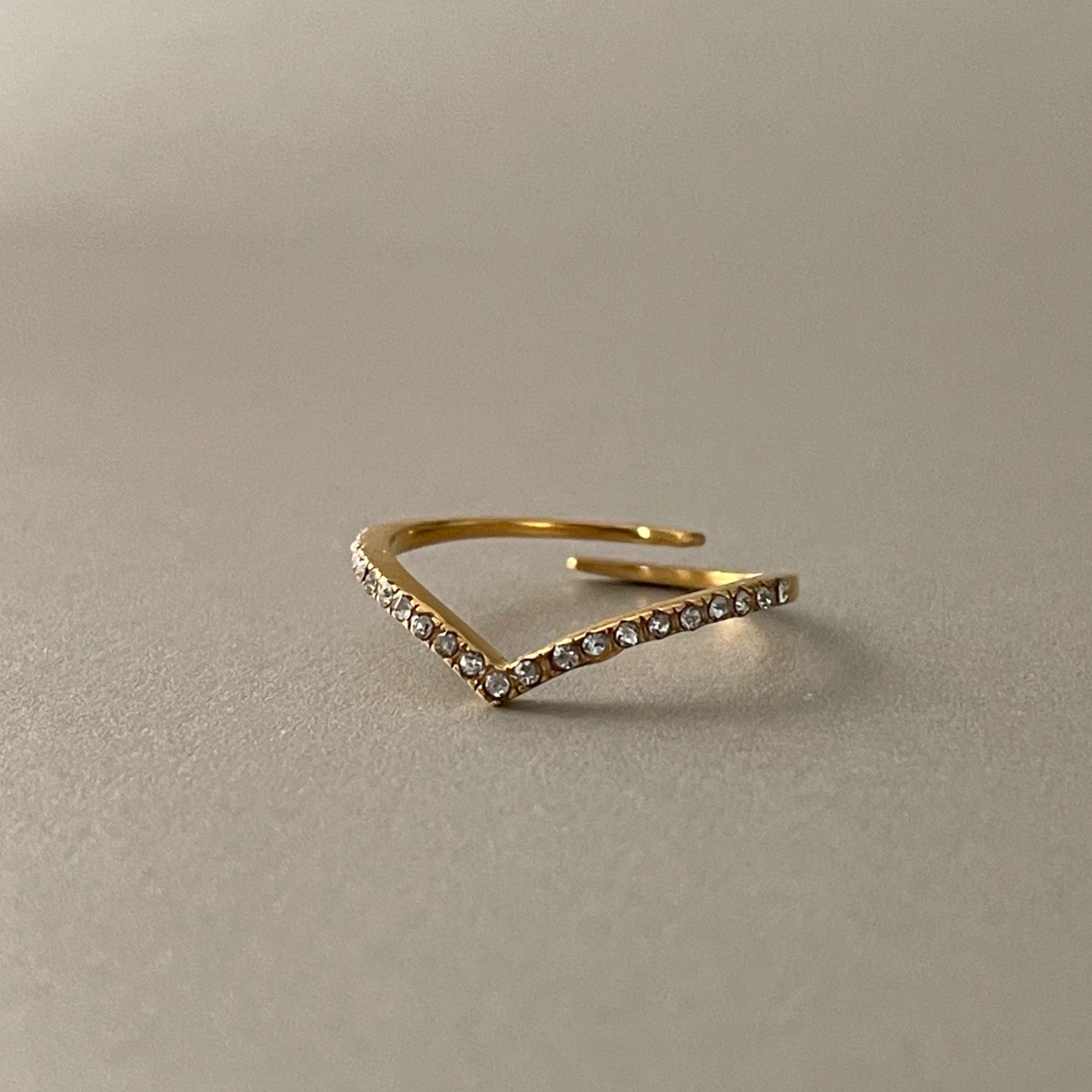 Marina Luxe 18k Gold Plated Skinny Wishbone Ring