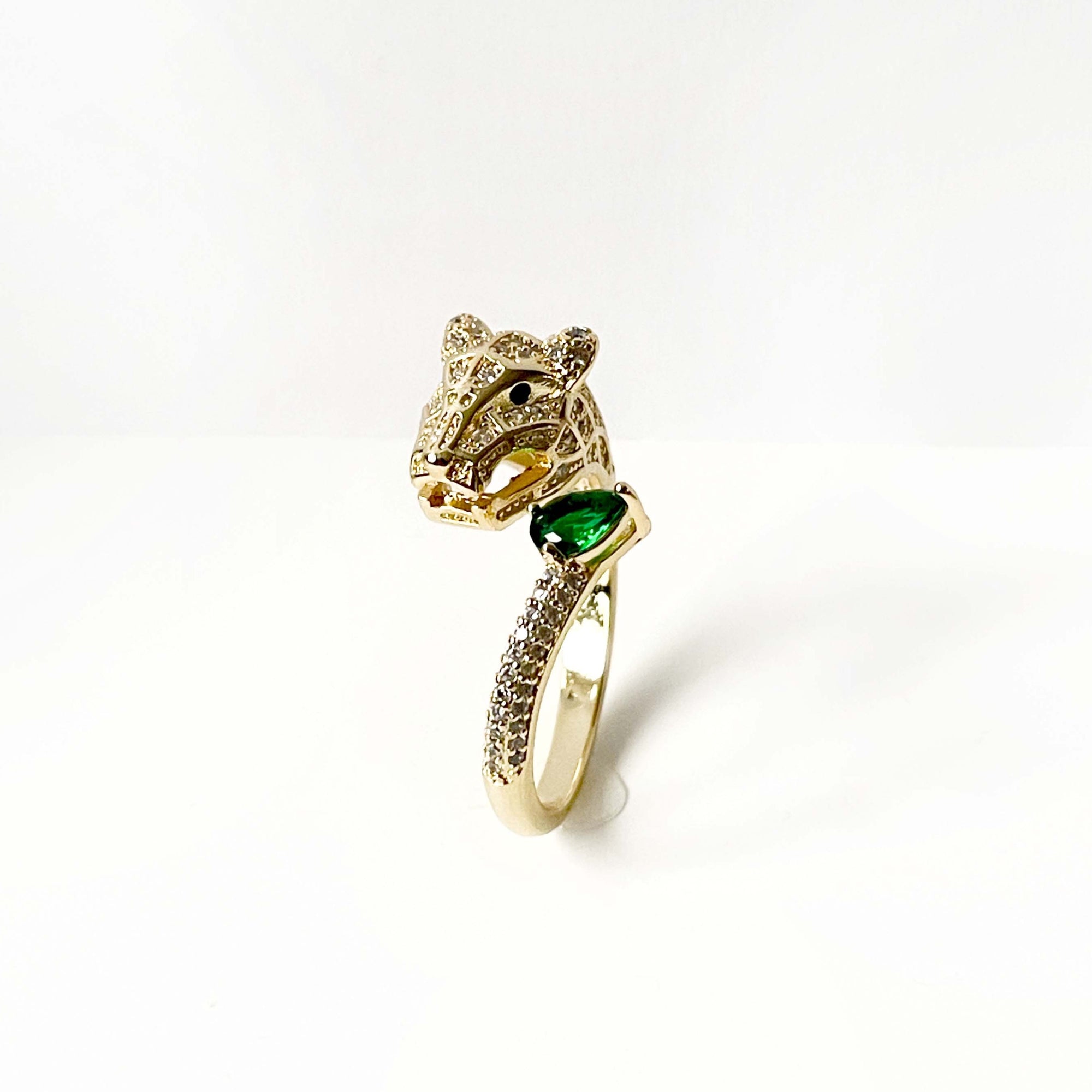 Suri Gold Tone Jewelled Panther Ring