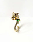 Suri Gold Tone Jewelled Panther Ring