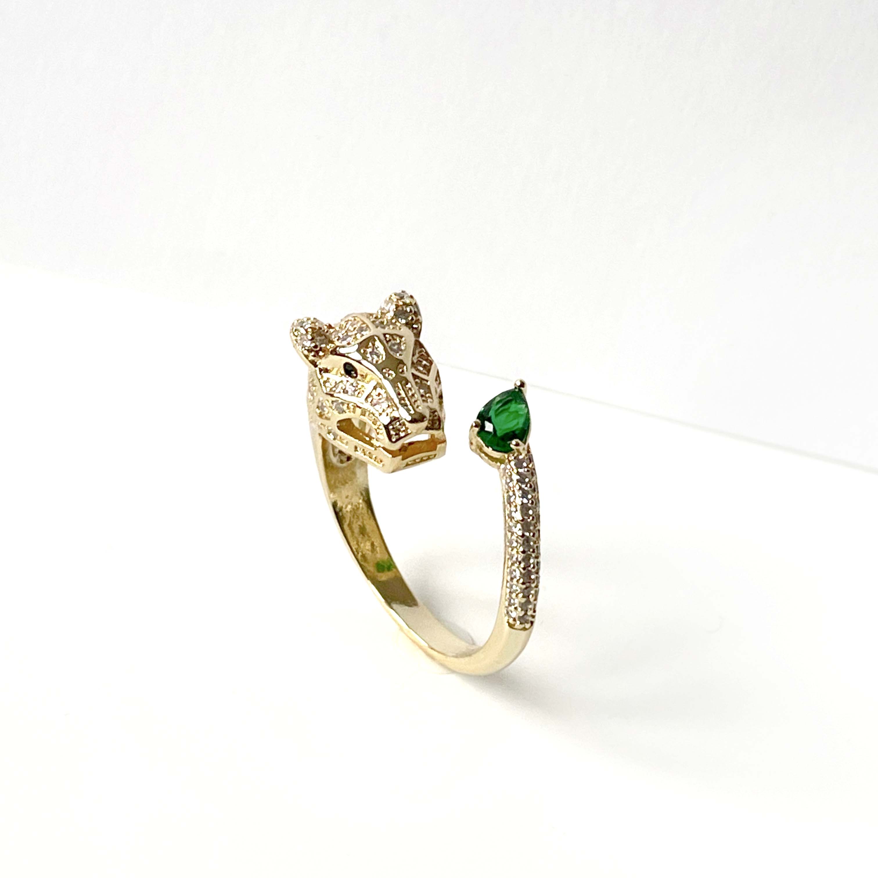 Suri Gold Tone Jewelled Panther Ring